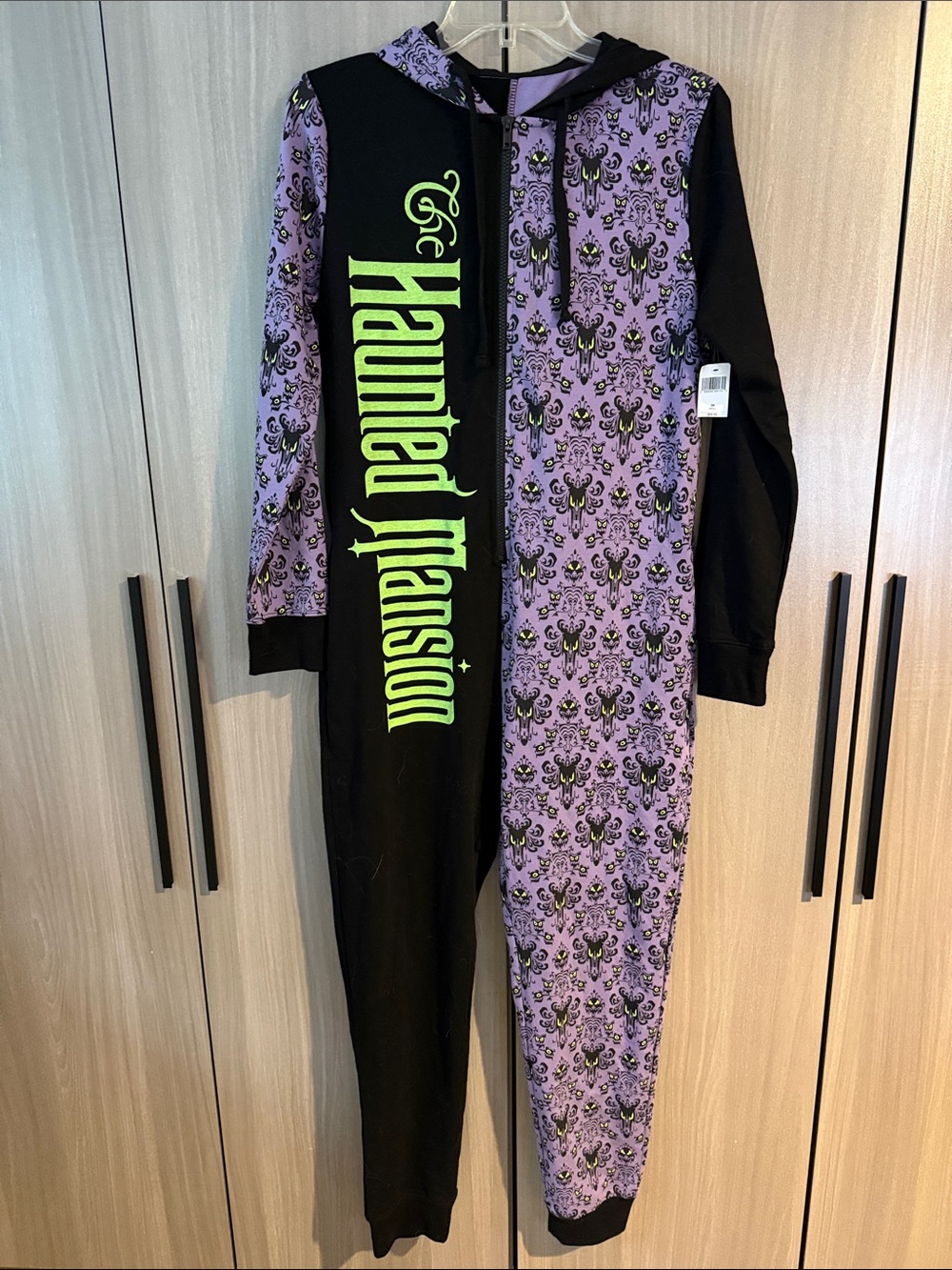 Disney The Haunted Mansion Hooded One-Piece Pajamas - Purple, Black & Neon Green